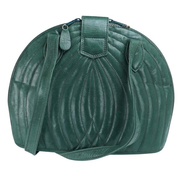 Jean Michel Nouveau Green Quilted Handbag Made In France Vintage - Picture 2 of 8